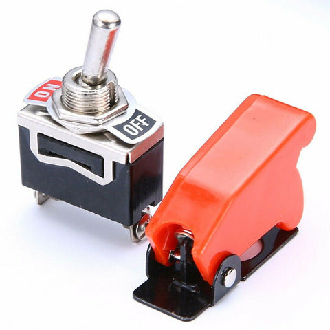 New Durable ON/OFF SPST Toggle Switch Metal Lever Car Dash Light+Missile Cover