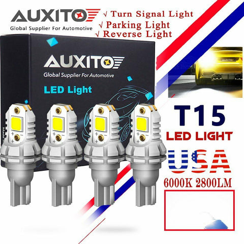 AUXITO T15 LED Reverse Backup Light Bulbs 921 912 for GMC Ford Chevy 2800LM 4PCS