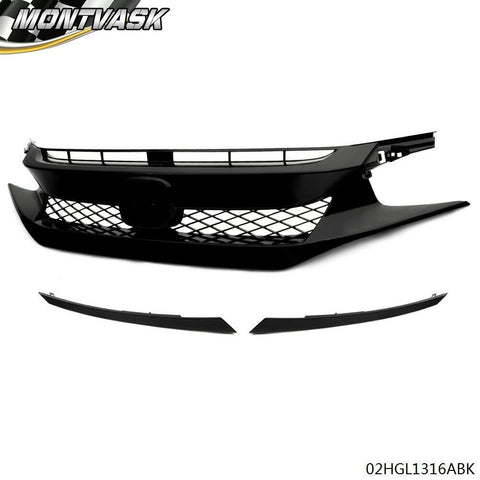 For 2019-2020 Honda Civic Type-R Style ABS Front Bumper Mesh Grille W/Eyebrows