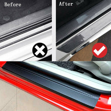 4Pcs 5D Black Carbon Fiber Car Door Plate Sill Anti Scratch Scuff Cover Stickers