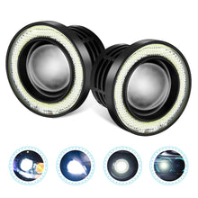 2x 2.5" Inch Car Projector LED Fog Light COB Halo Angel Eye Ring Bulb White USA