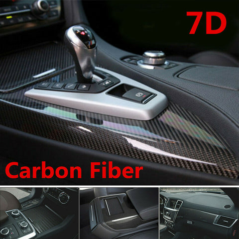 7D Stickers Glossy Carbon Fiber Vinyl Film Car Interior Wrap Auto Accessories