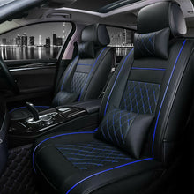 Blue Suture Car Auto Seat Cover Top Leather Universal 5-Seats Front+Rear Cushion