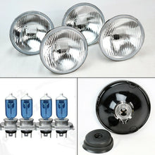FOUR 5.75" 5 3/4 OE Style Round H4 Glass Headlight Conversion w/ Bulbs Set Chevy