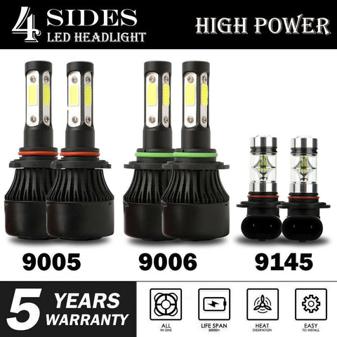 4-sides LED Headlight+Fog Light for Chevy Silverado 1500 2500HD 3500HD 2003-2006