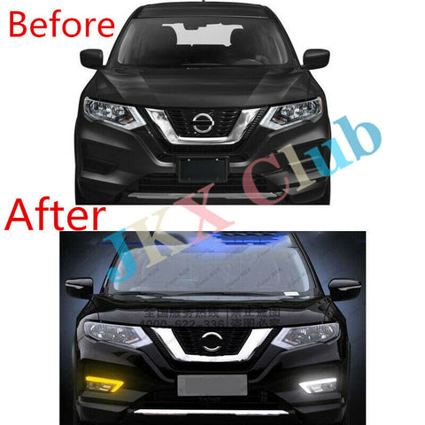 For Nissan Rogue X-Trail 2017-2020 LED DRL Daytime Running Light Lamp Fog o Wire