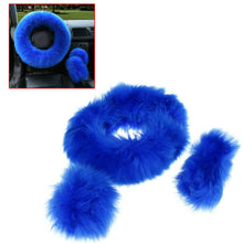 3pcs/set 36-38cm Fur Car Steering Wheel Cover Mature Gem Wool Furry Fluffy Thick