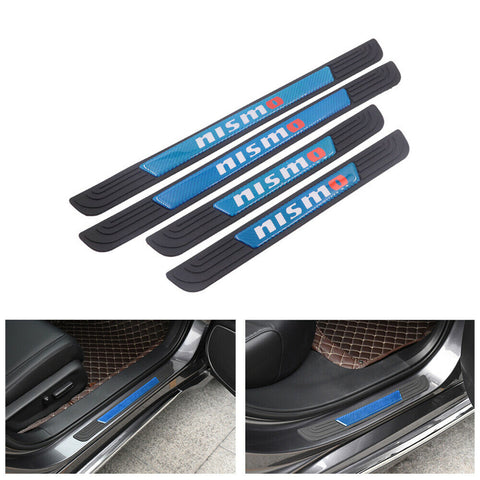 4PCS Black Rubber Car Door Scuff Sill Cover Panel Step Protector For Nismo