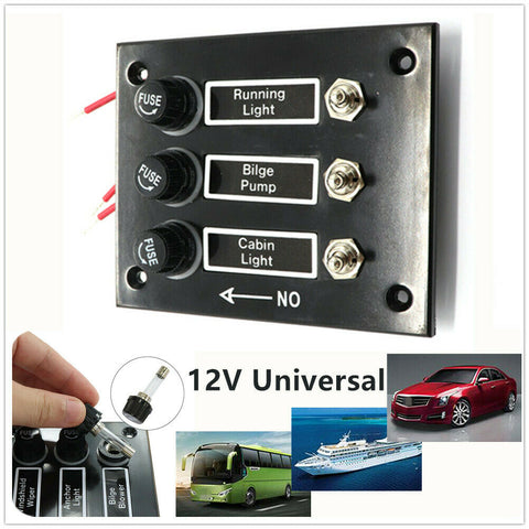 1*3 Gang Fused Switch Panel For Boats Rv's 12 Volt Toggle Switch Panel w/Sticker