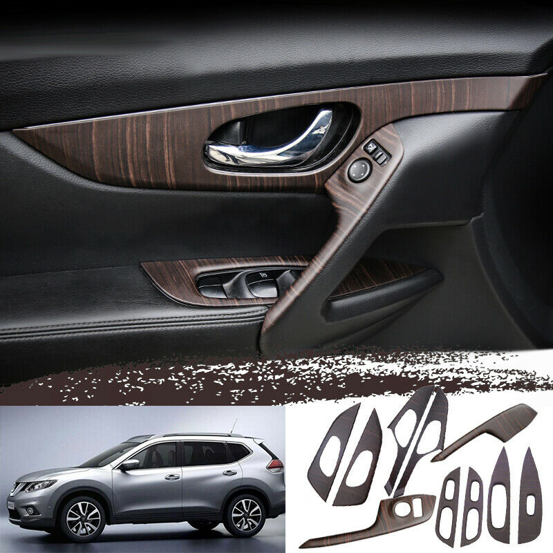 For Nissan Rogue 2014-20 ABS Peach Wood grain Car inner door full set Trim 10pcs