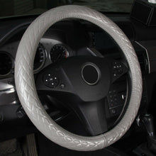 M 38cm Genuine Leather Car Steering Wheel Cover Diamond Breathable Non-Slip Grip