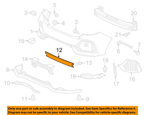 HONDA OEM 2017 Civic Rear Bumper-Center Filler 71507TGGA00