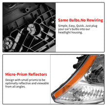 Headlights Assembly for 2008-2013 Nissan Rogue Clear Chrome Headlamps Left+Right