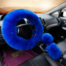 3pcs/set 36-38cm Fur Car Steering Wheel Cover Mature Gem Wool Furry Fluffy Thick