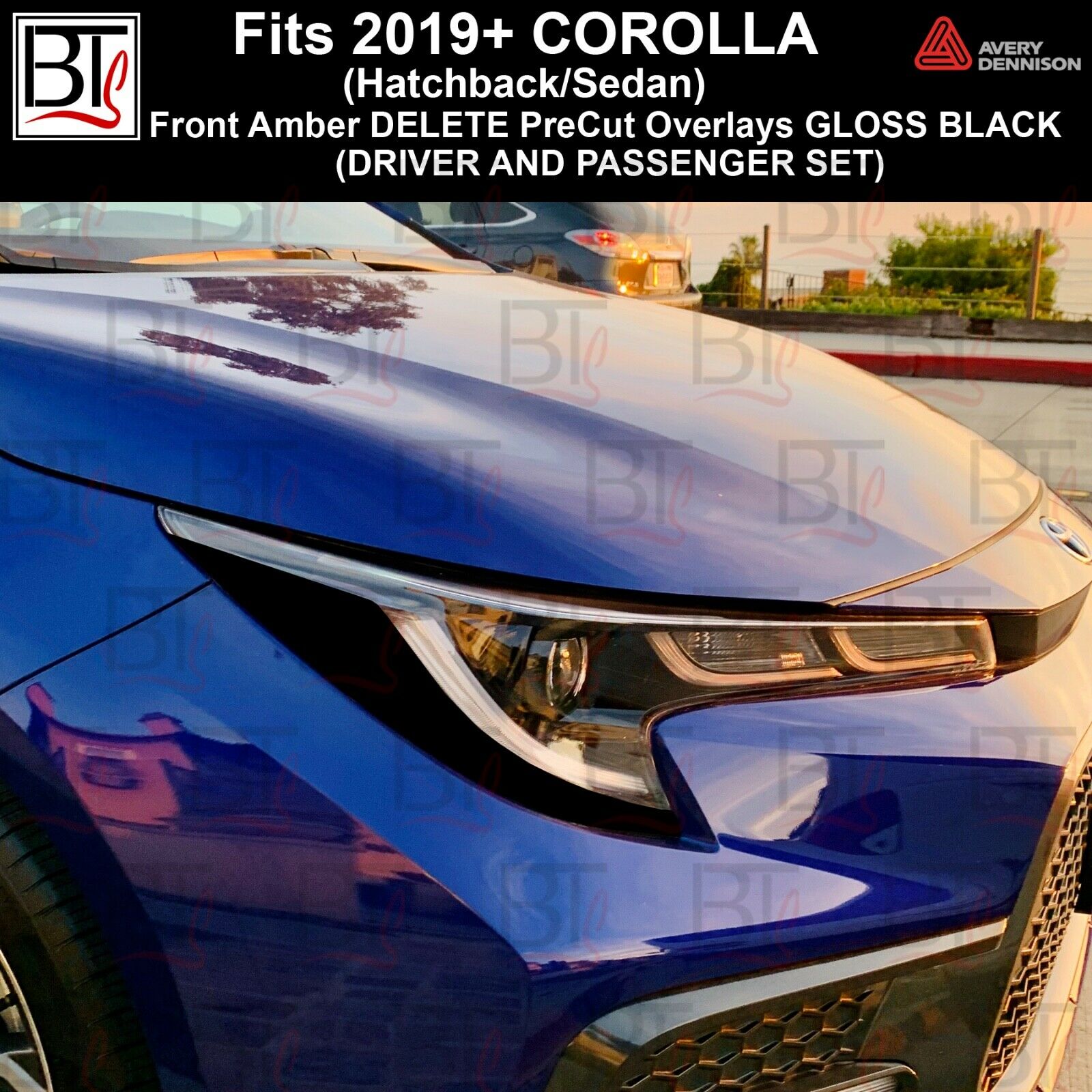 BLACK Head Light Front Overlays Delete Decal Precut Vinyl Fits 2019 2020 COROLLA