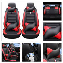 Luxury SUV Car Seat Covers W/Pillows Red&Black PU Leather Cushion For BMW Honda