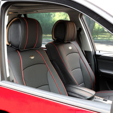 Black Red Leatherette Seat Cushion Bucket Covers w/ Black Steering Cover For SUV