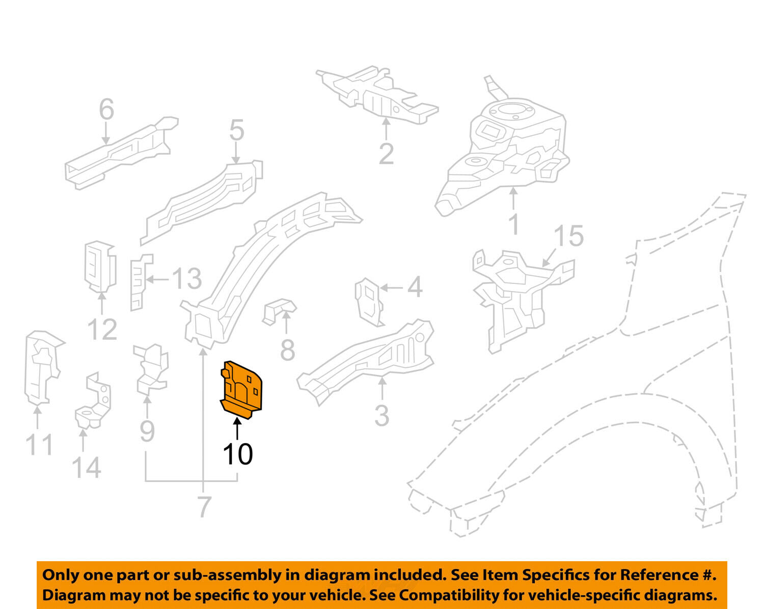 HONDA OEM 16-17 Civic Fender-Frame End Cap Left 60728TBA315ZZ