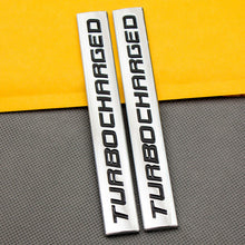 2x Metal TURBOCHARGED Engine Emlem Black Chrome Supercharged Car Turbo Badge