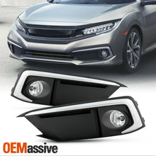 For 2019-2020 Honda Civic Sedan / Coupe Chrome Trim Clear Bumper Fog Lights Pair