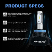 2x AUXBEAM NF-S1 H11 CSP LED Headlight Fanless Bulb 6500K White H8 H9 50W 8000LM