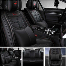 Universal 5-Seats Car Seat Cover Cushon Black+Blue PU-Leather Protector Interior