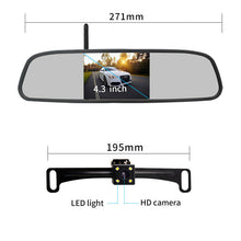 4.3" Parking Mirror Monitor Wireless Car Night Vision Backup Reverse Camera Kit
