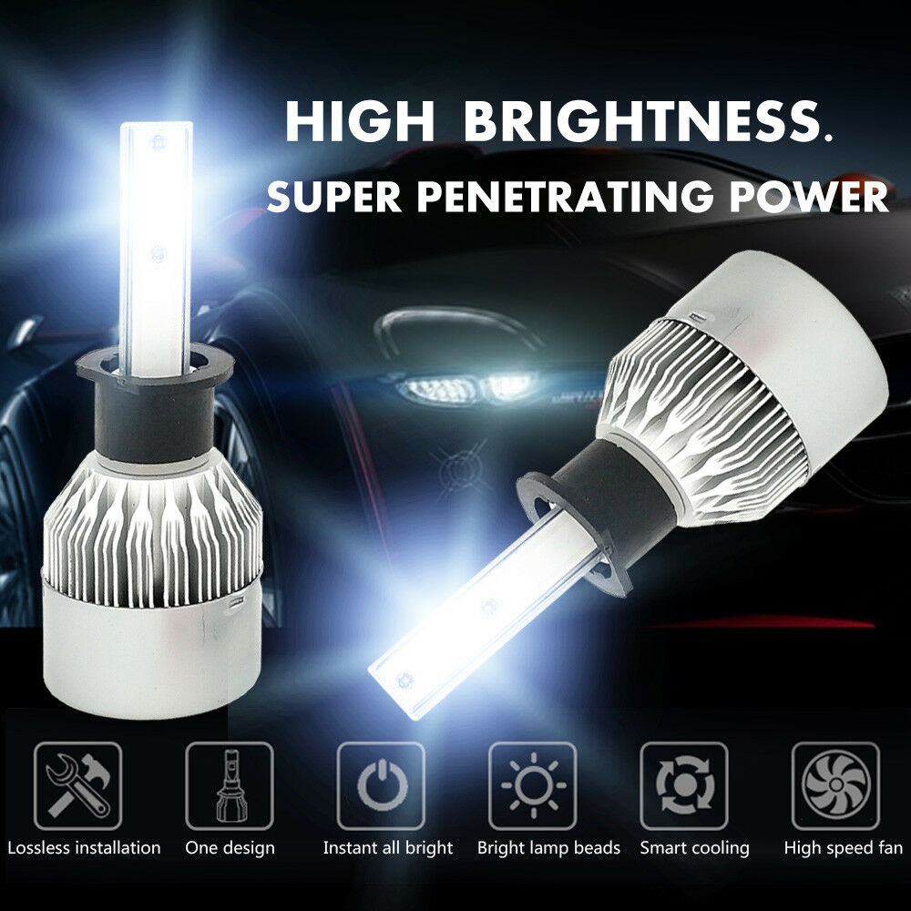 H1 1855W 278250LM White CREE LED Car Headlight High Low Beam Conversion Bulbs 6K