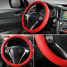 15'' 38cm Microfiber Leather Car SUV Steering Wheel Cover Non-Slip Grip Soft Red