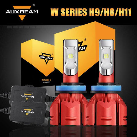 AUXBEAM H11/H9/H8 70W 7000LM LED Headlight Bulbs+Canbus Decoder 6500K High Power