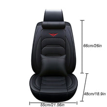 Universl Car Seat Cover PU Leather Full Set Cushion 5 Seats+W/N Pillows Black