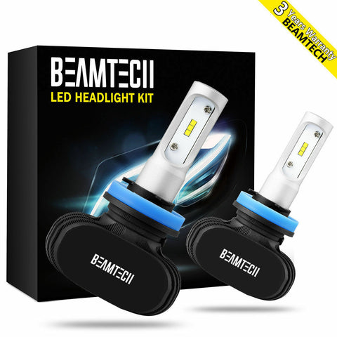 BEAMTECH H11 H9 H8 LED Headlight Kit 8000LM 50W 6500K High Low Beam Fog Bulb CSP