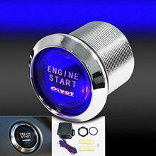 Car Round Ignition Switch Push Botton Engine Start 12V Wired Controller Kit Blue
