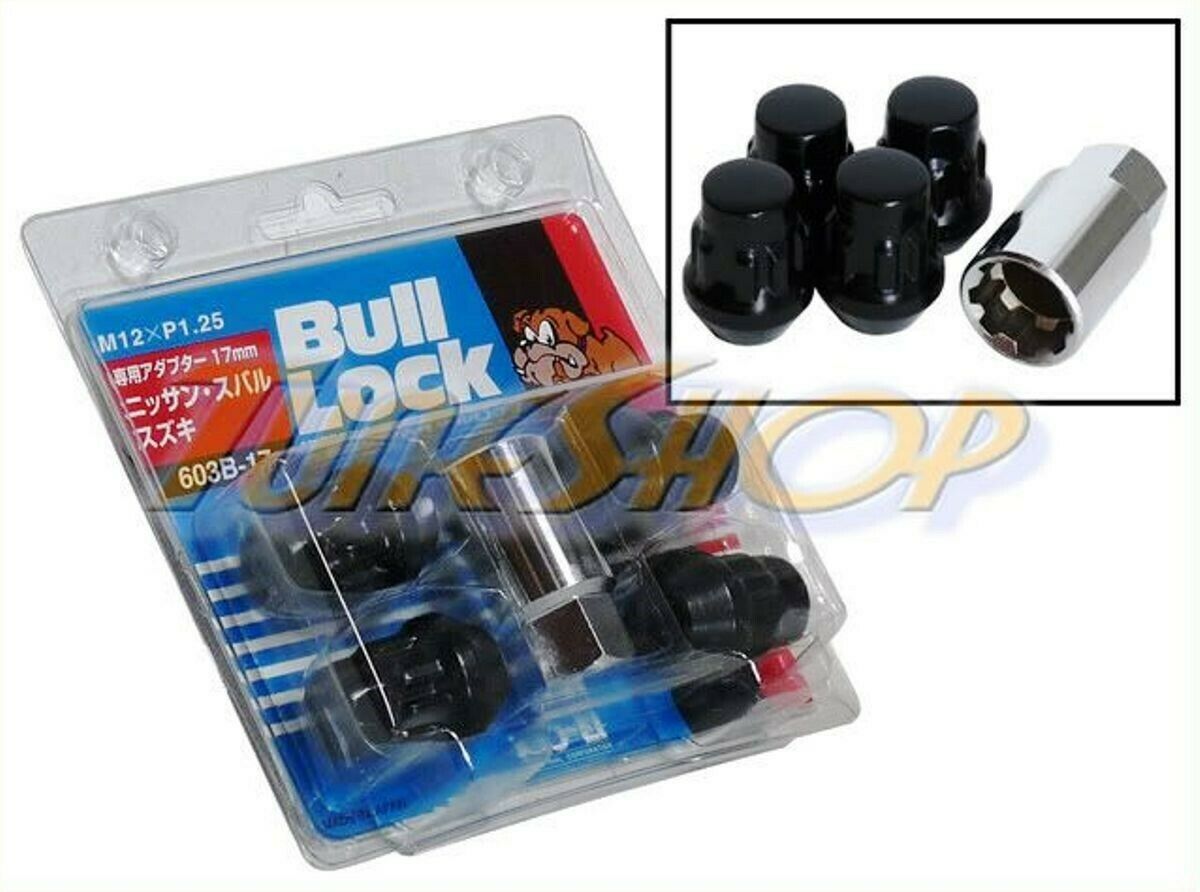 KICS 4 BULL LOCK 12X1.25 1.25 ACORN WHEELS RIMS LOCK LUG NUTS CLOSE END BLACK N
