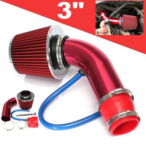 Universal 3''Aluminum Car Cold Air Intake Filter Induction Kit Pipe Hose System