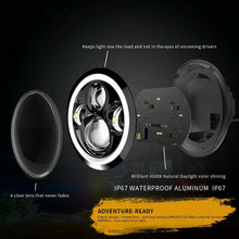 LED Headlight For Harley Motorcycle 7" inch Round Motorcycle Driving Light DRL