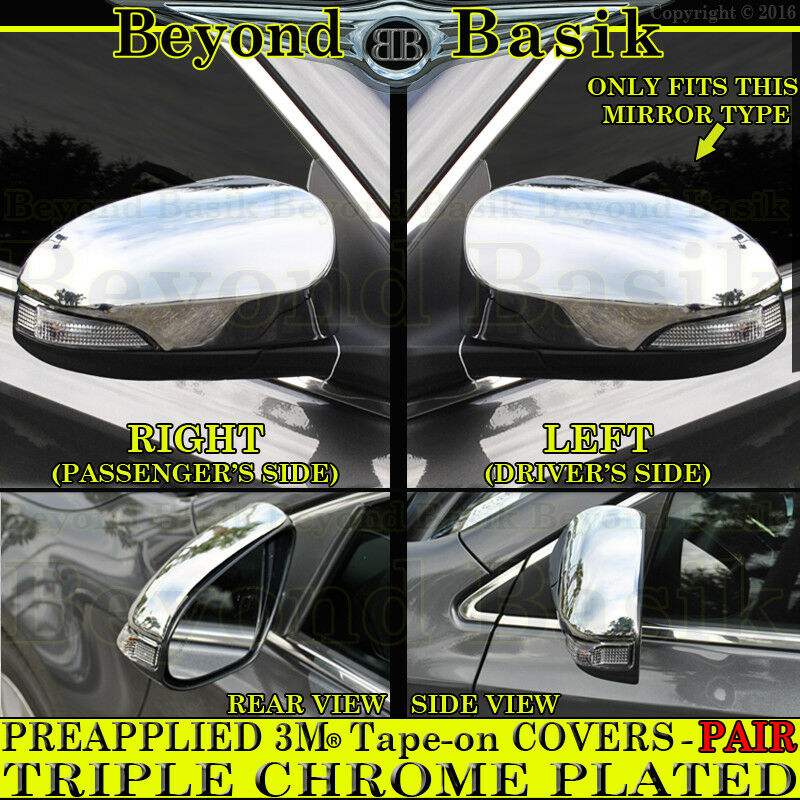 For 2014-2019 Toyota Corolla TRIPLE Chrome Mirror COVERS With Turn Signal Hole