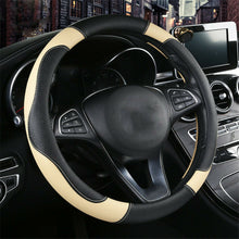 Car 38cm PU Leather Steering Wheel Cover Environmental Non-slip Black/ Beige