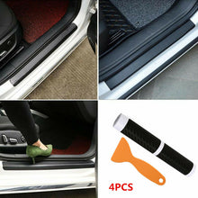 Parts Accessories 3D Carbon Fiber Car Door Sill Stickers Twill Weave Black Film