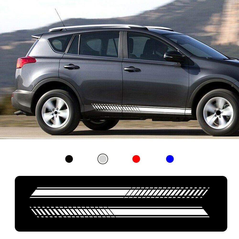 For Toyota RAV4 Car Body Sticker Vinyl Side Skirt Sticker Decals white 2pcs