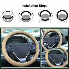 38CM Genuine Leather Car Steering Wheel Cover Breathable Hole Non-Slip Soft Grip