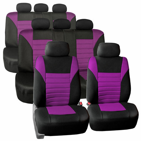 3 Row 8 Seaters Seat Covers For SUV Van 3D Mesh Purple Black Full Set
