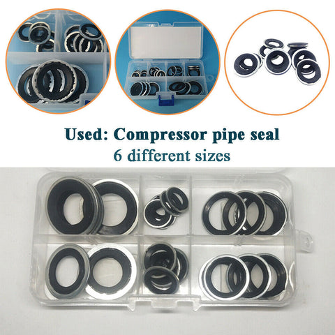 30PCS Air Conditioning Compressor Gaskets Seals R134a Repair 6 different sizes