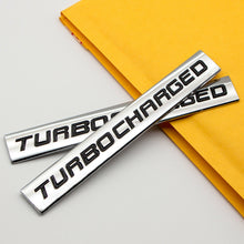 2Pcs Black Metal TURBOCHARGED Engine Emblem Fender Trunk V8 Chrome Badge Sticker