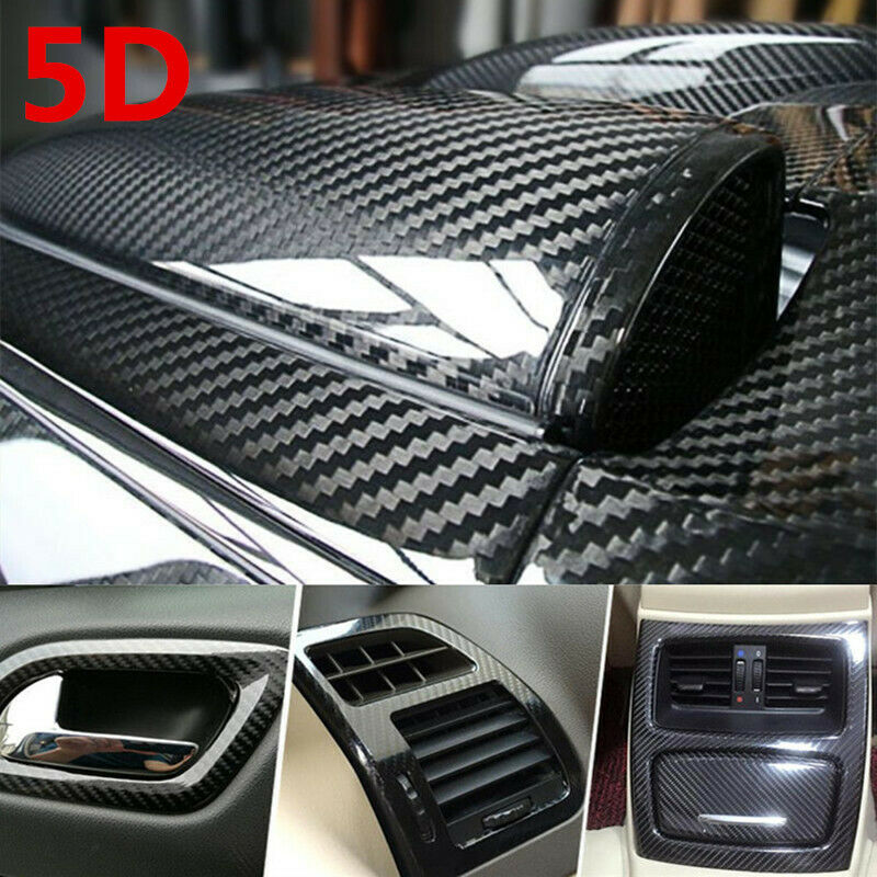 7D Stickers Car Interior Accessories Panel Black Carbon Fiber Vinyl Wrap Sticker