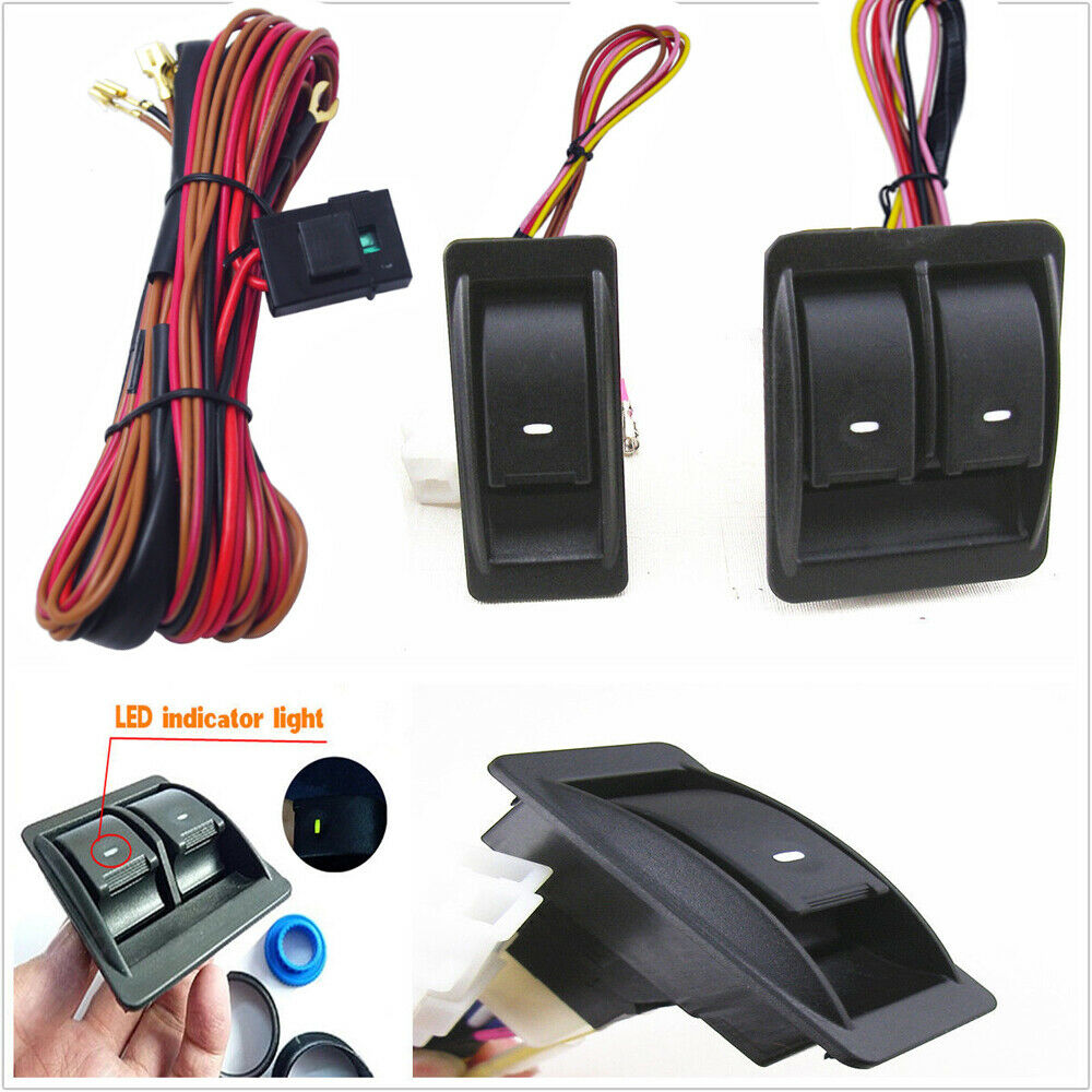 Universal Auto Car Power Window Switch Kits With Wiring Harness For 2 doors type