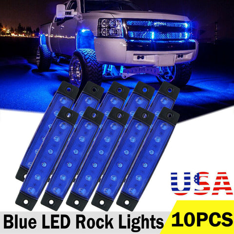 10X LED Rock Light For JEEP Offroad Truck UTV Bed UnderBody Fog Lights Blue 12V