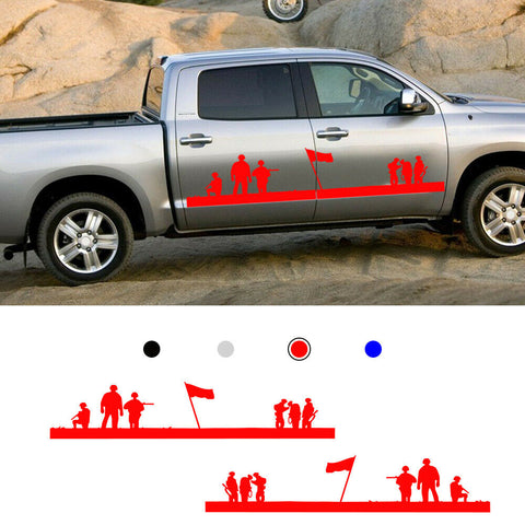 Red For Pickup Truck Rocker Side Skirt Stripe Body Sticker Decals Car Wraps