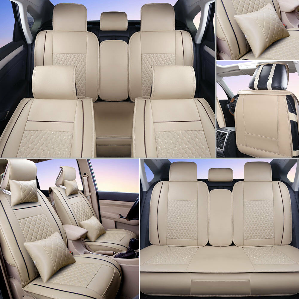 Universal 5-Seats Car Sit Covers PU Leather Front+Rear Cushions Car Accessories