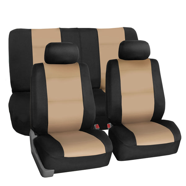 Neoprene Seat Covers for Auto Sedan Car SUV Waterproof Full Set Beige Black
